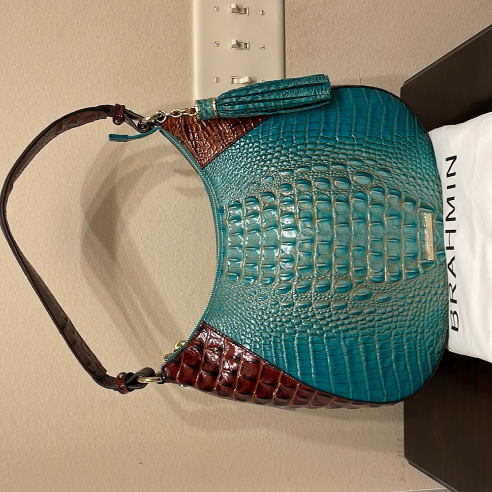 Brahmin Amira Turquoise Paraty 100% Genuine Leather Shoulder Bag/Purse